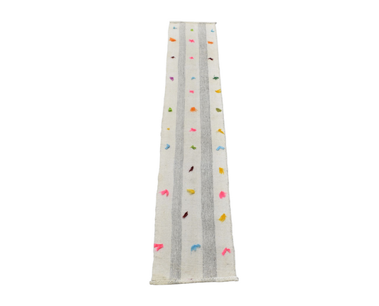 El Dokuma Nadir Naif Ak Pamuklu Mini Yolluk Kilim 6340