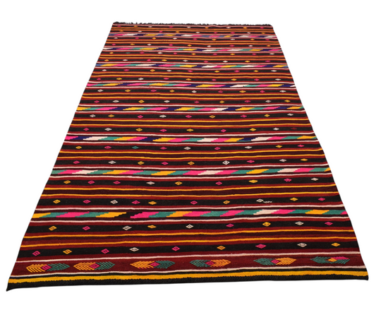 El Dokuması Yekpare Renkli Antalya Yörük Yün Kilim 6342