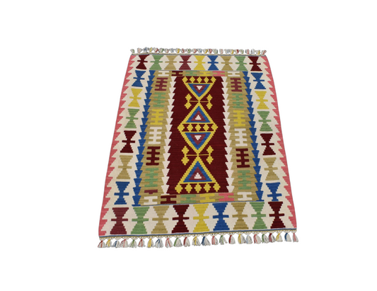 Yeni El Dokuma Geometrik Desenli Pınarbaşı Kayseri Yün Kilim 6350