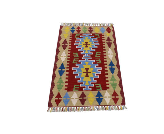 Yeni El Dokuma Kırmızı Kayseri Yün Kilim 6358