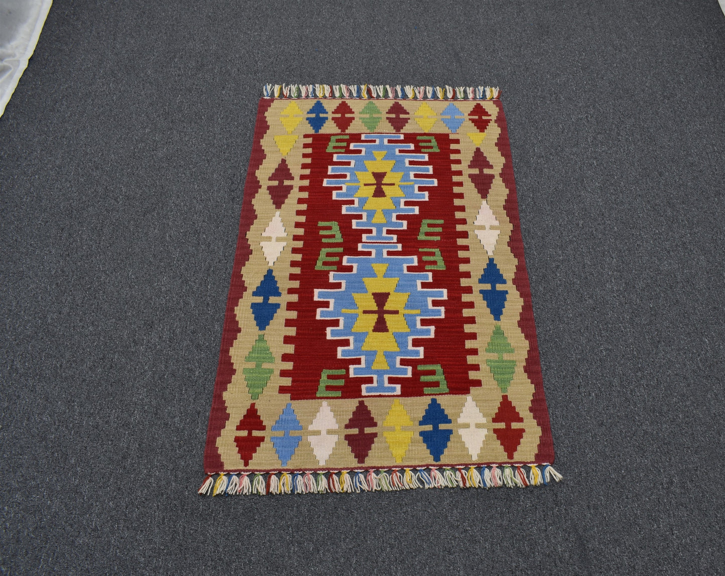 Yeni El Dokuma Kırmızı Kayseri Yün Kilim 6358