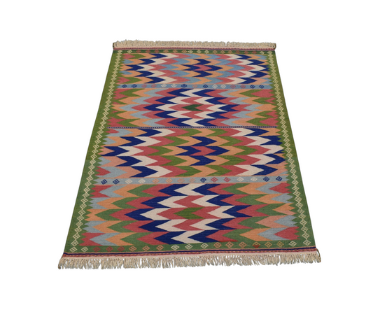 El Dokuma Benzersiz Yüncü Yörük Yün Kilim 6361