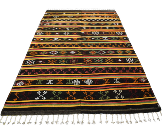 El Dokuması Doğal Devasa Karapınar Yörük Yün Kilim 6366