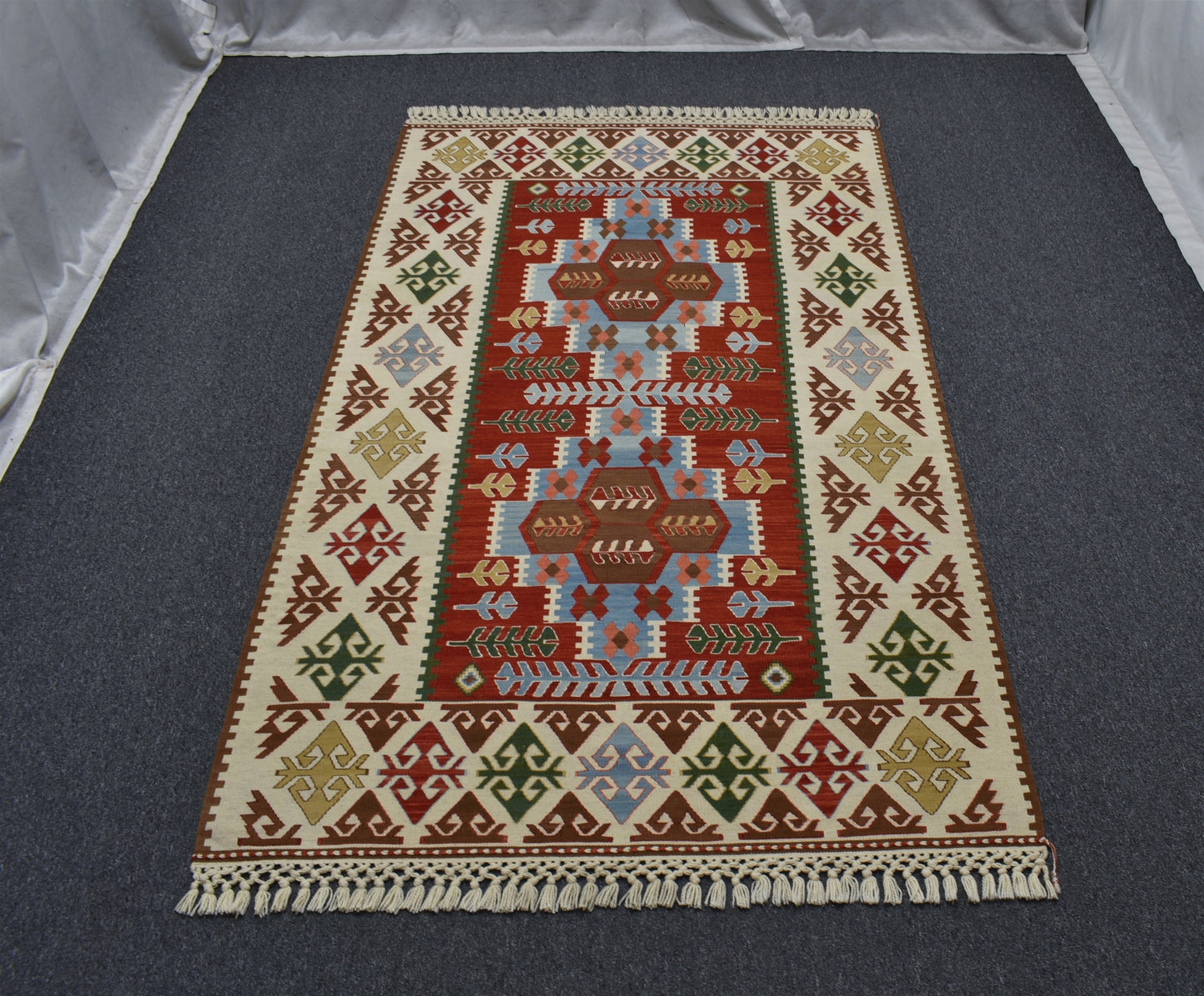 Yeni El Dokuma Başyapıt Yüncü Bergama Balıkesir Yörük Yün Kilim 6371