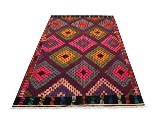 Yeni El Dokuması Benzersiz Bergama İzmir Yörük Yün Cecim Kilim 6374