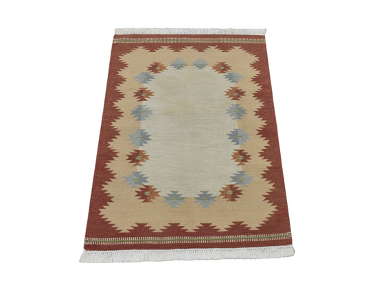 El Dokuma Modern Benzersiz Pastel Yün Kilim 6388