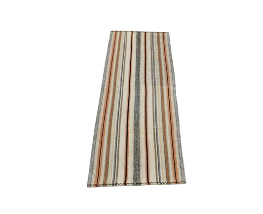 Yeni El Dokuma Otantik Ak Pamuklu Yörük Yün Kilim 6389