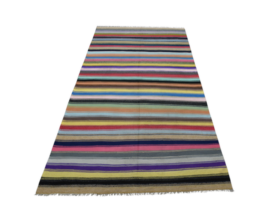 Yeni El Dokuma Capcanlı Renkli Bukleli Pamuklu Kilim 6392