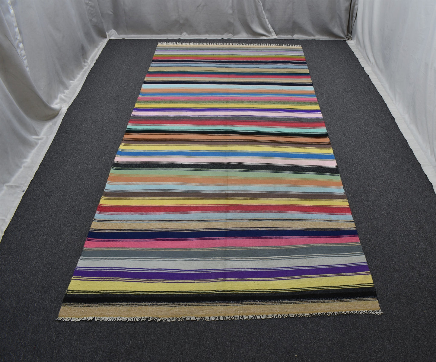 Yeni El Dokuma Capcanlı Renkli Bukleli Pamuklu Kilim 6392