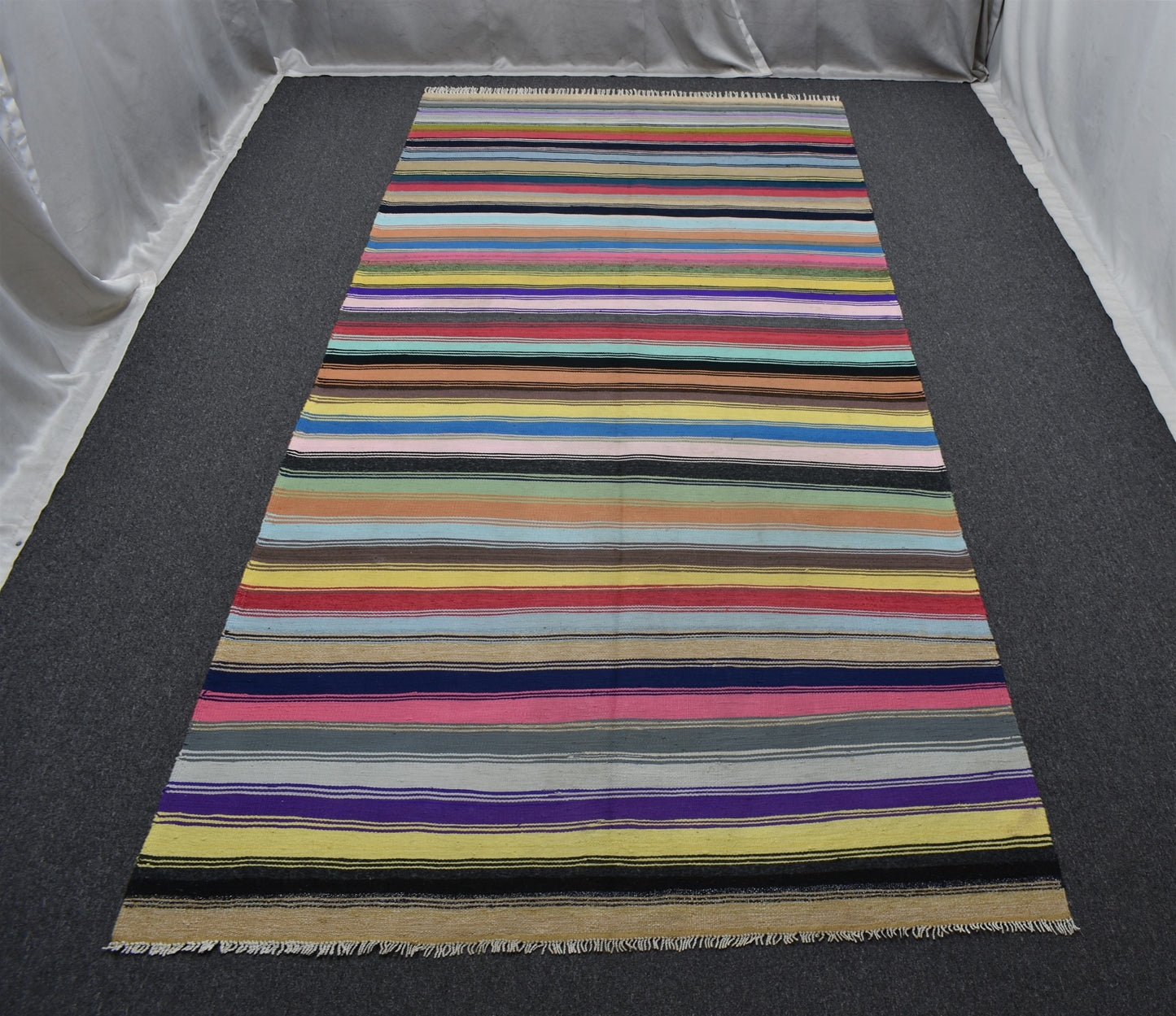 Yeni El Dokuma Capcanlı Renkli Bukleli Pamuklu Kilim 6392