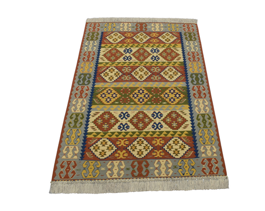 Yeni El Dokuma Otantik Ender Balıkesir Yörük Yün Kilim 6404