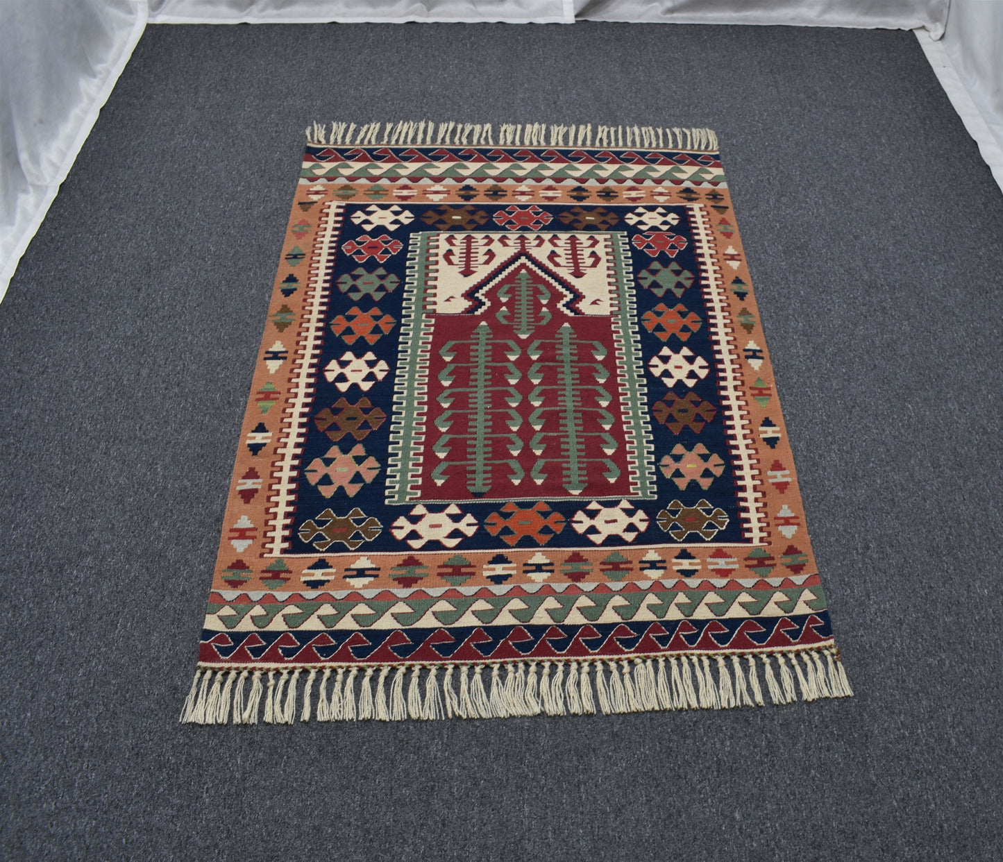 Yeni El Dokuma Otantik Balıkesir Yörük Yün Kilim 6406
