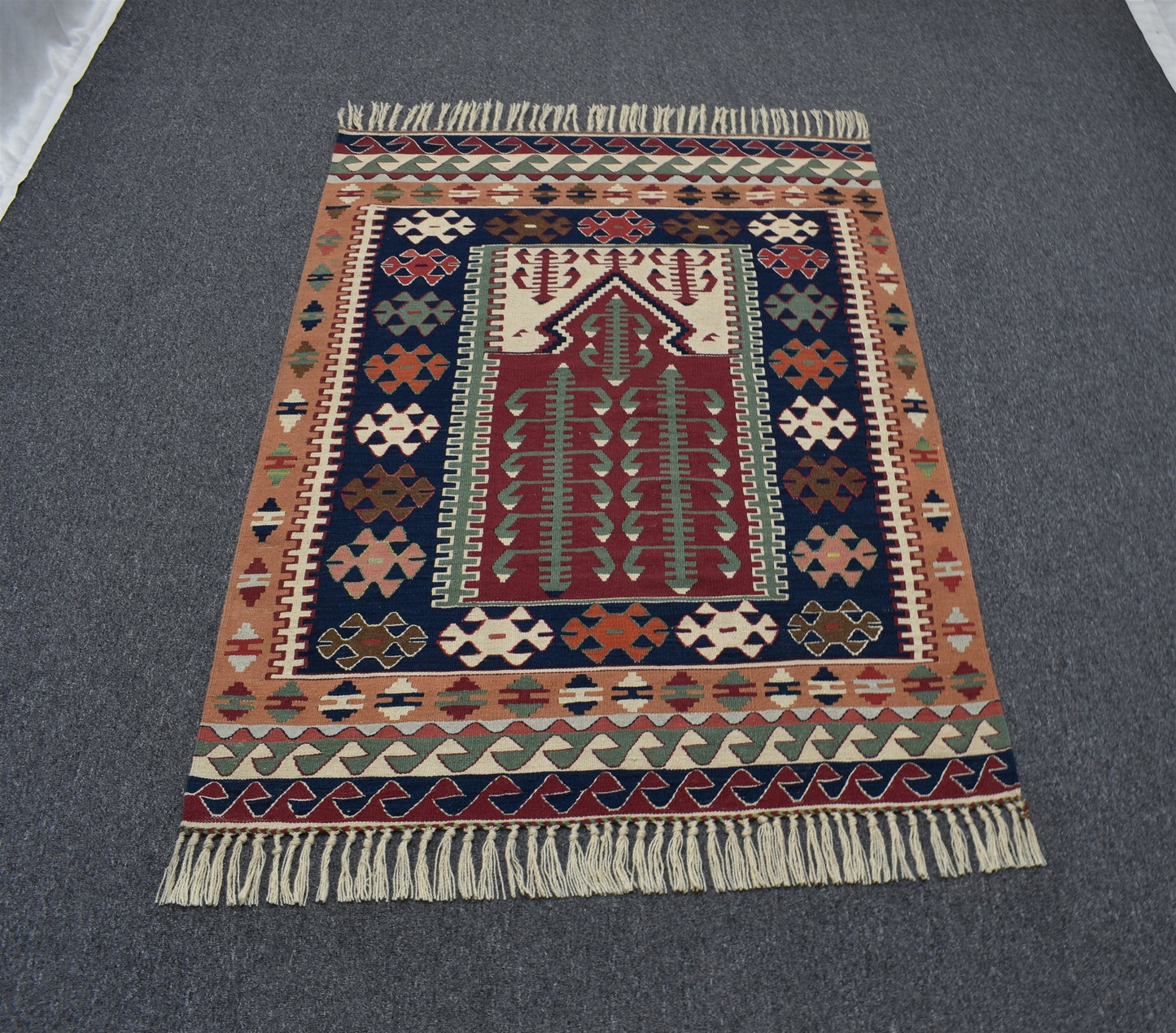 Yeni El Dokuma Otantik Balıkesir Yörük Yün Kilim 6406