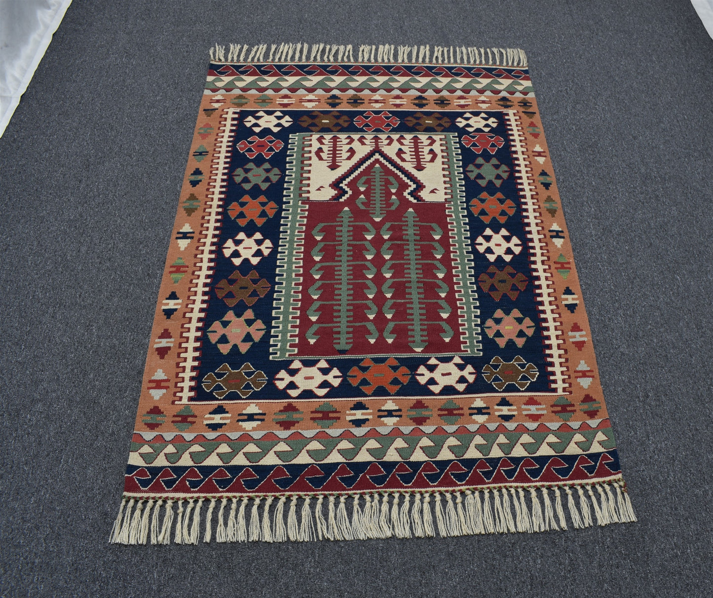 Yeni El Dokuma Otantik Balıkesir Yörük Yün Kilim 6406