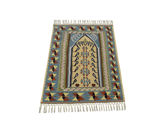 Yeni El Dokuma Benzersiz Kayseri Pamuklu Yün Kilim 6411