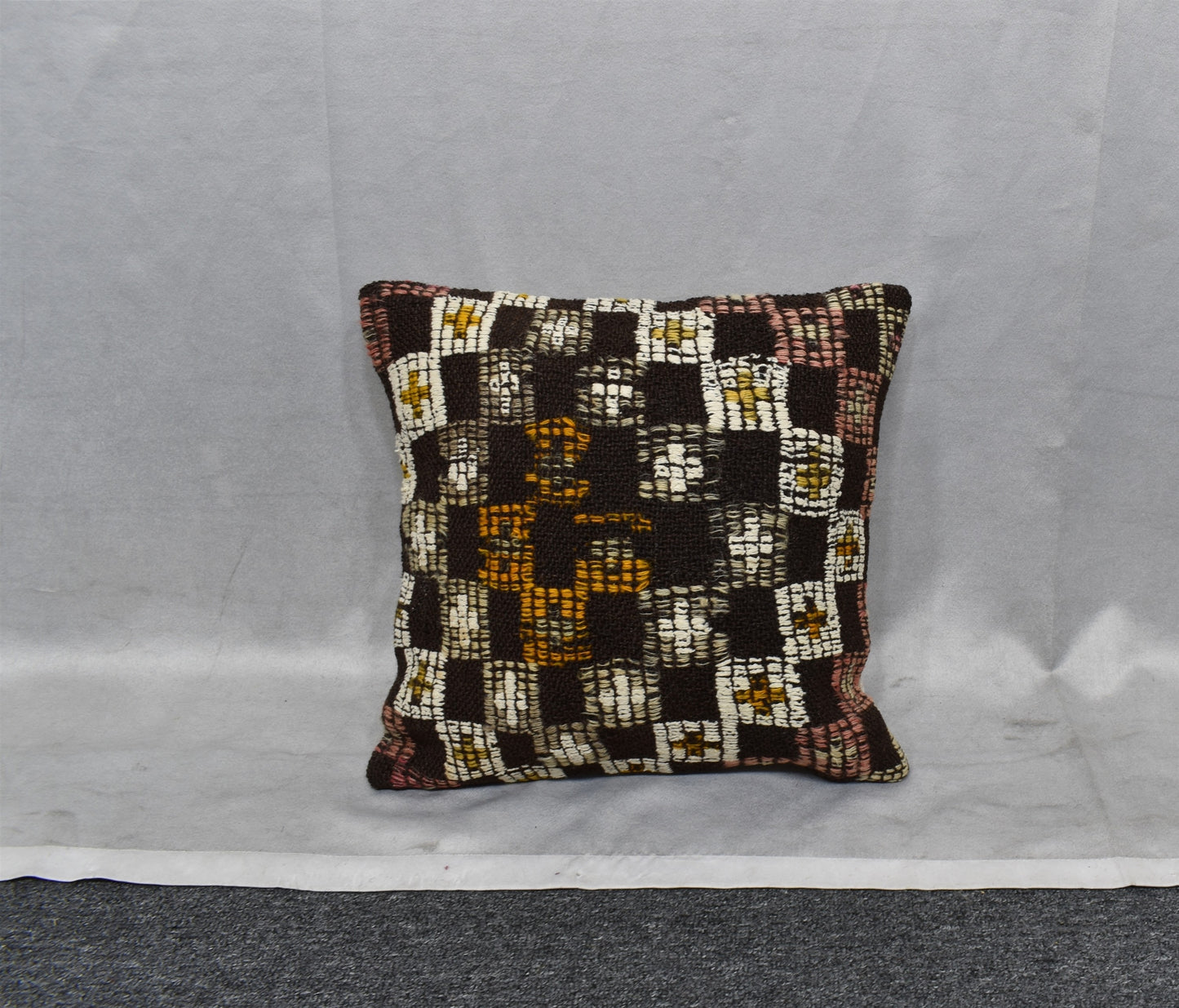Yeni El Dokuma Dekoratif Kilim Kırlent Yastık Kılıfı 6417