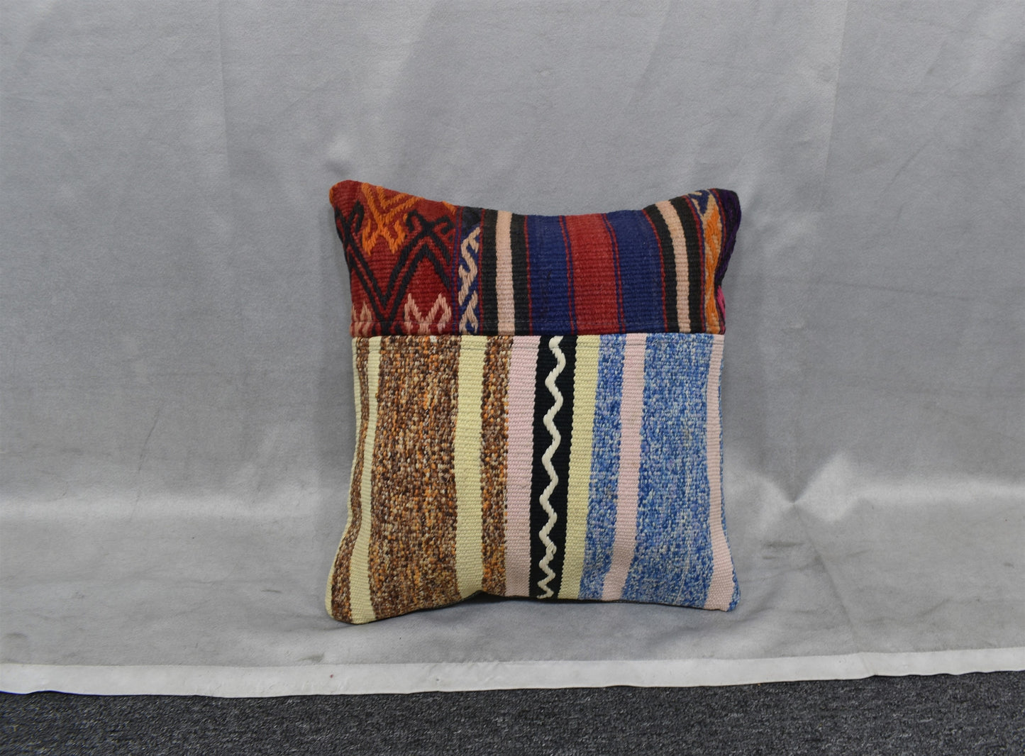 Yeni El Dokuma Patchwork Kırkyama Dekoratif Kilim Kırlent Yastık Kılıfı 6432