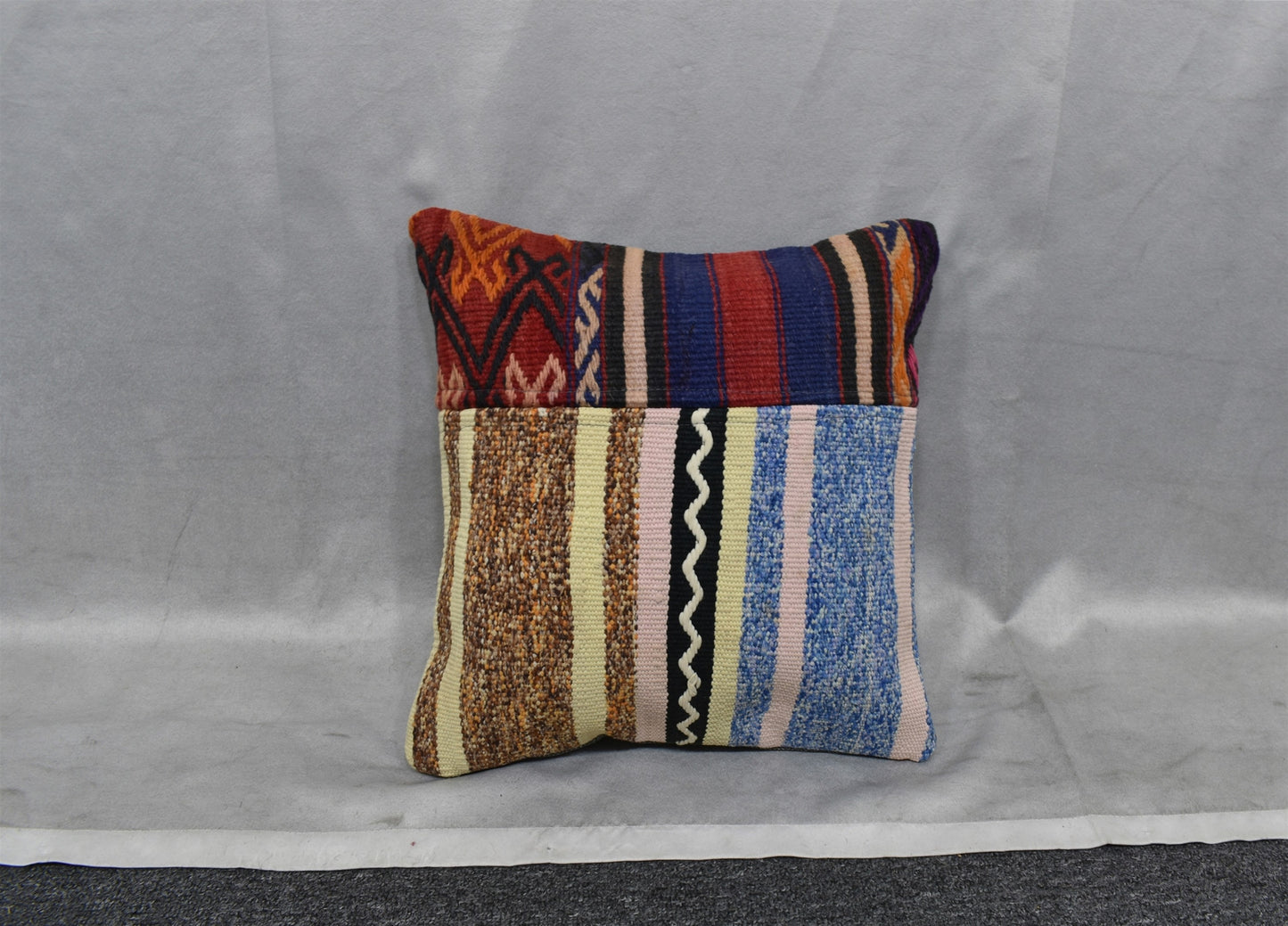 Yeni El Dokuma Patchwork Kırkyama Dekoratif Kilim Kırlent Yastık Kılıfı 6432