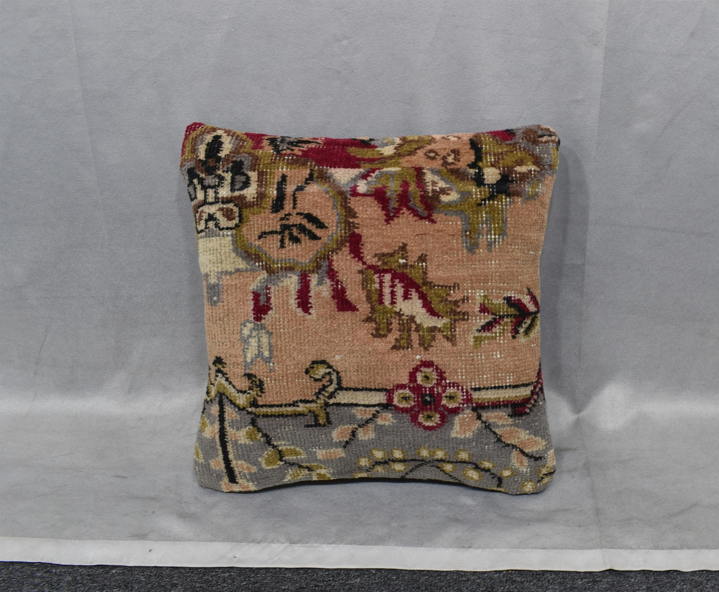 Vintage El Dokuma Dekoratif Halı Kırlent Yastık Kılıfı 6437