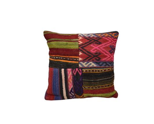 Yeni El Dokuma Patchwork Kırkyama Dekoratif Kilim Kırlent Yastık Kılıfı 6448