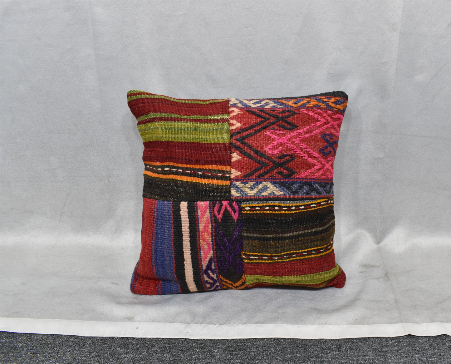 Yeni El Dokuma Patchwork Kırkyama Dekoratif Kilim Kırlent Yastık Kılıfı 6448