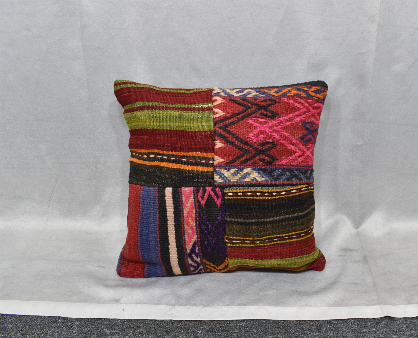 Yeni El Dokuma Patchwork Kırkyama Dekoratif Kilim Kırlent Yastık Kılıfı 6448