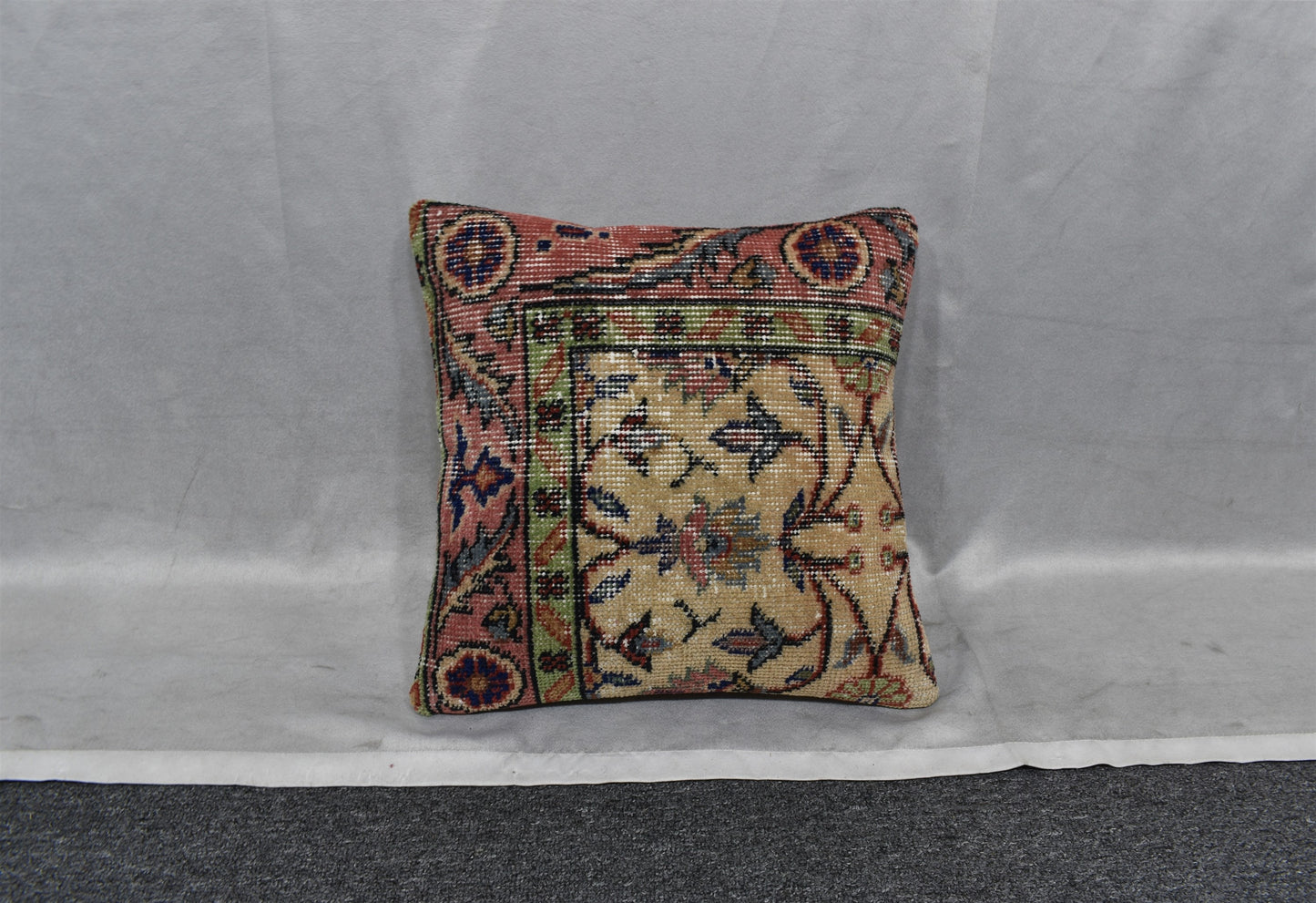 Vintage El Dokuma Dekoratif Halı Kırlent Yastık Kılıfı 6451