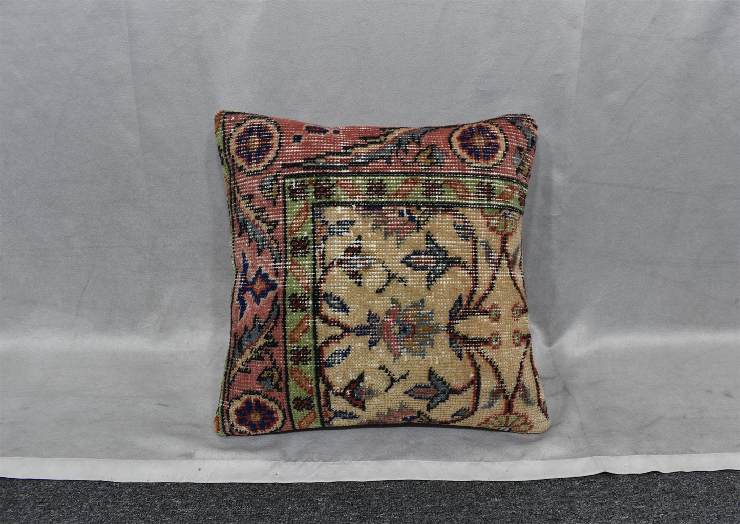 Vintage El Dokuma Dekoratif Halı Kırlent Yastık Kılıfı 6451