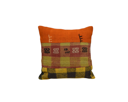 Yeni El Dokuma Patchwork Kırkyama Dekoratif Kilim Kırlent Yastık Kılıfı 6476