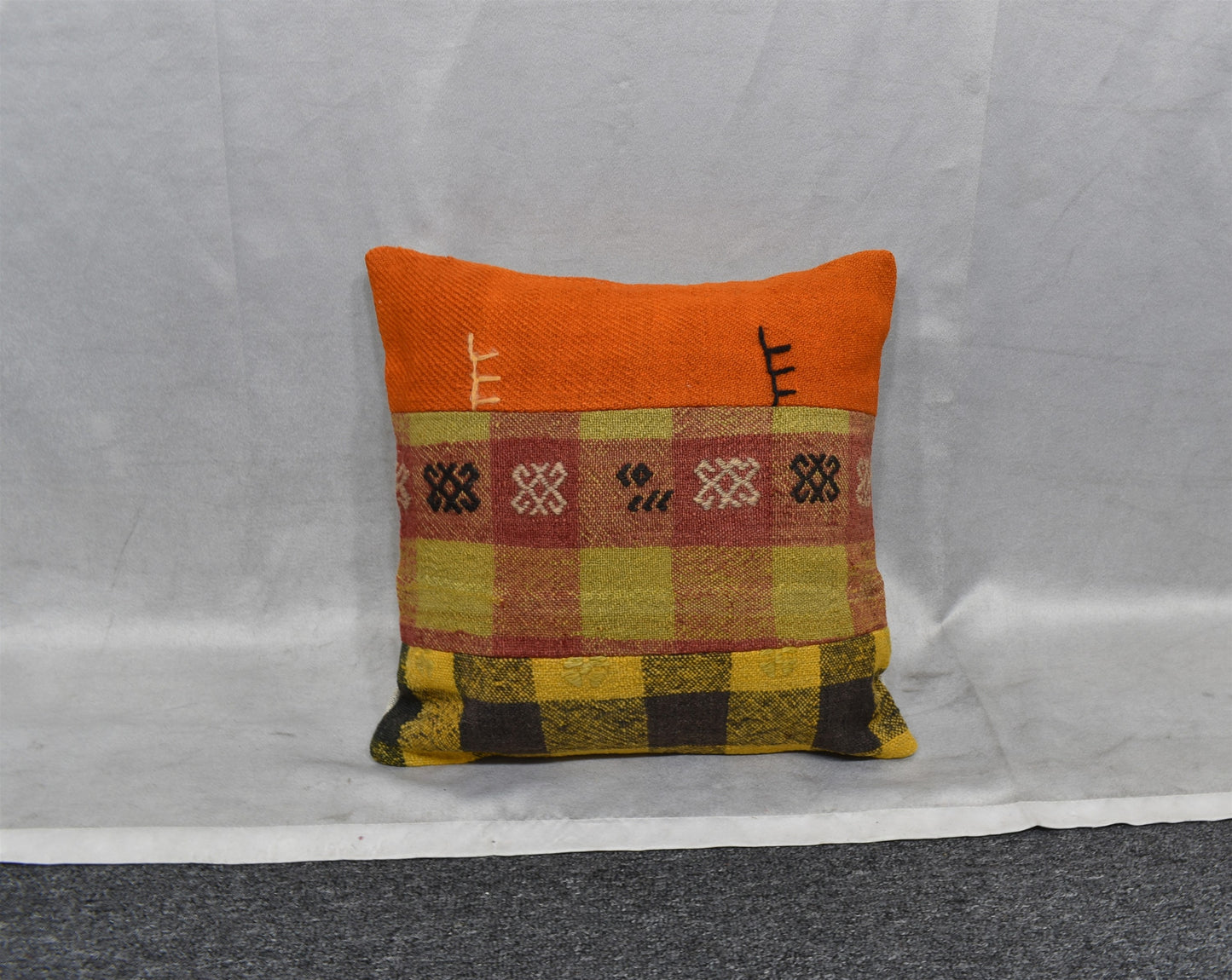 Yeni El Dokuma Patchwork Kırkyama Dekoratif Kilim Kırlent Yastık Kılıfı 6476