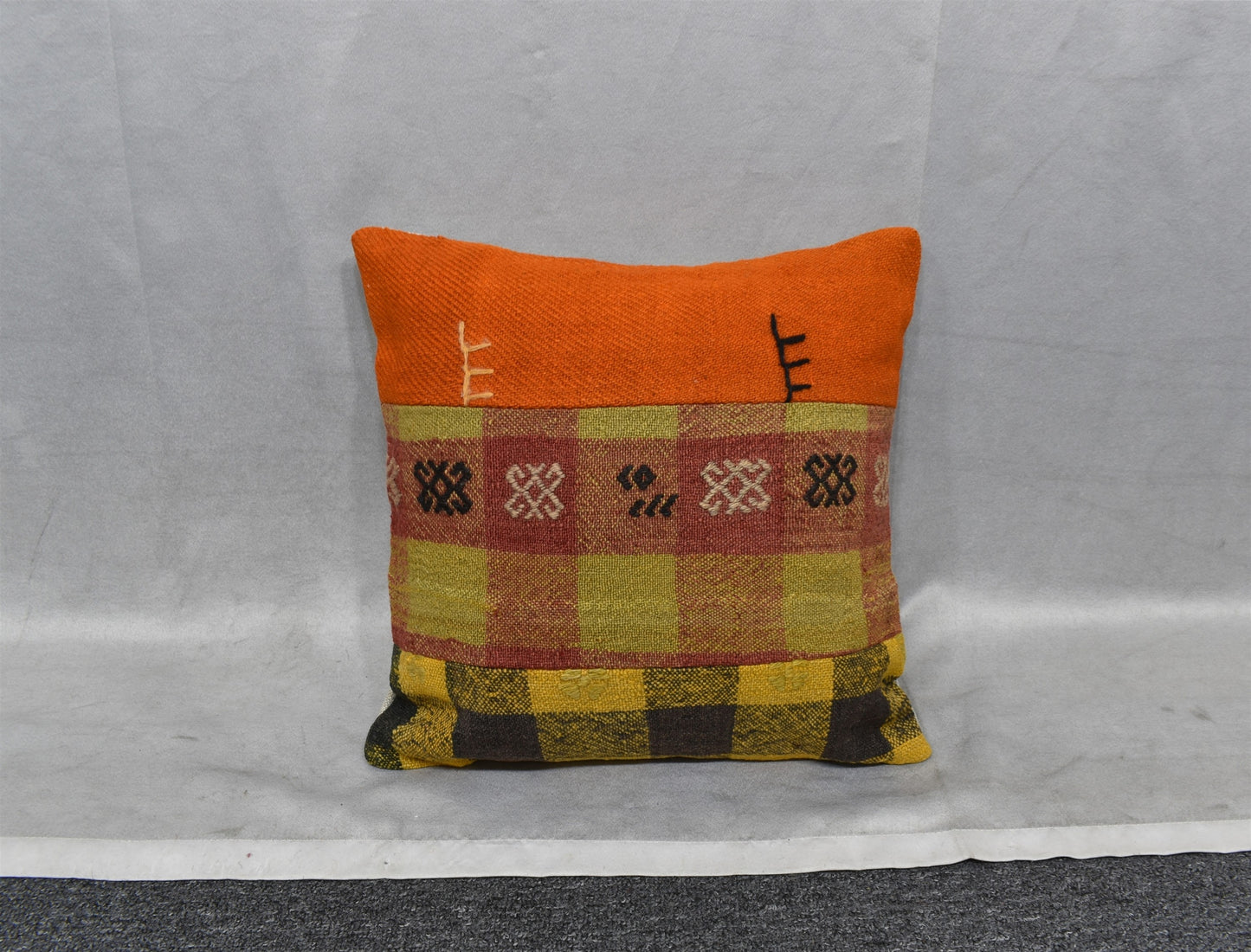 Yeni El Dokuma Patchwork Kırkyama Dekoratif Kilim Kırlent Yastık Kılıfı 6476