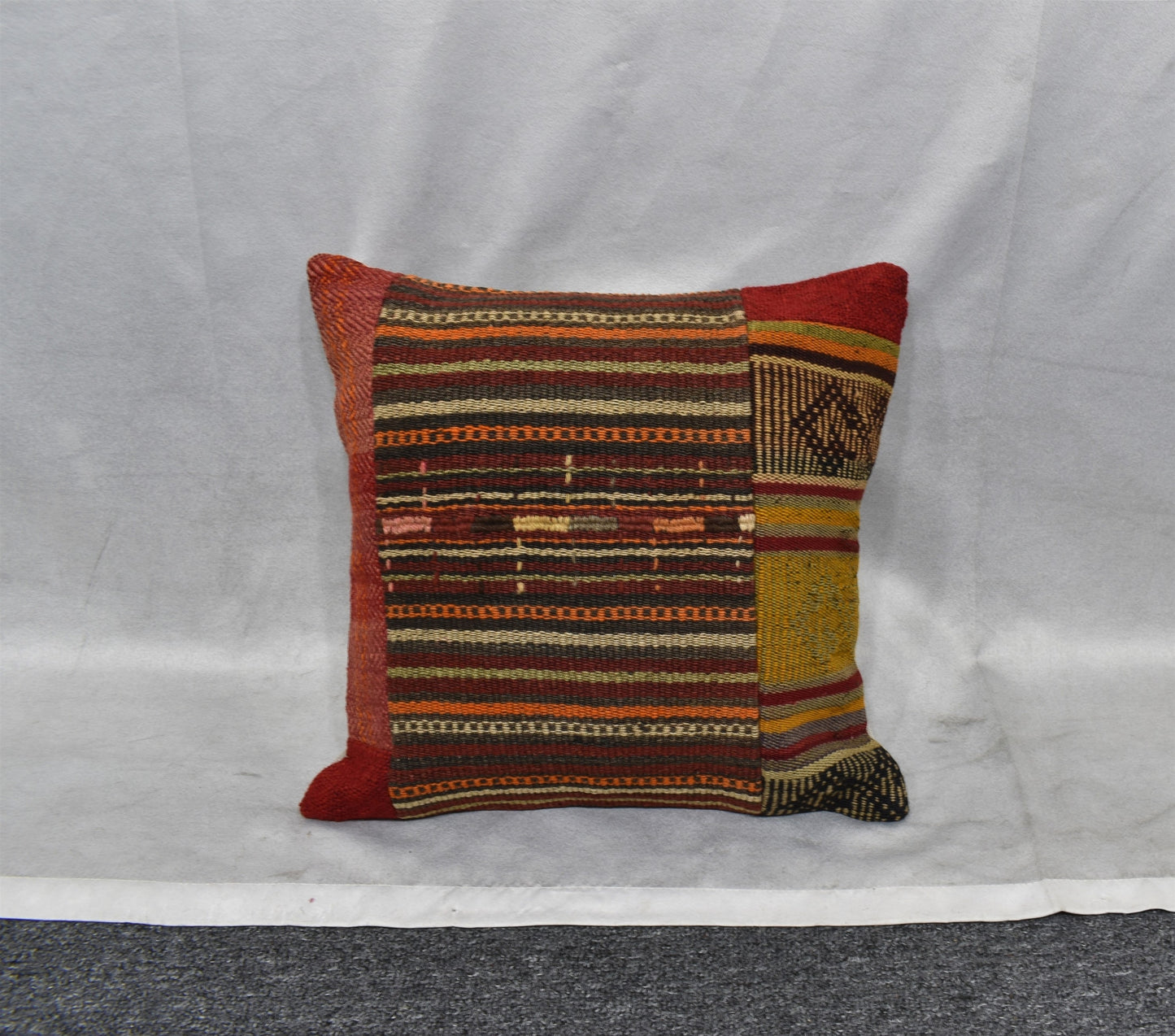 Yeni El Dokuma Patchwork Kırkyama Dekoratif Kilim Kırlent Yastık Kılıfı 6480