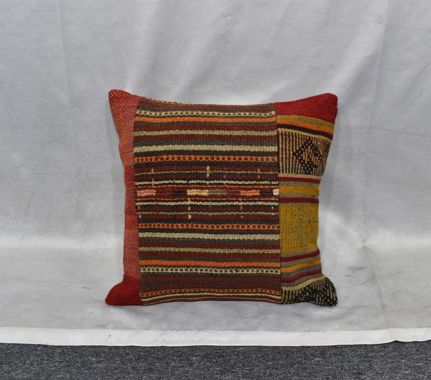 Yeni El Dokuma Patchwork Kırkyama Dekoratif Kilim Kırlent Yastık Kılıfı 6480