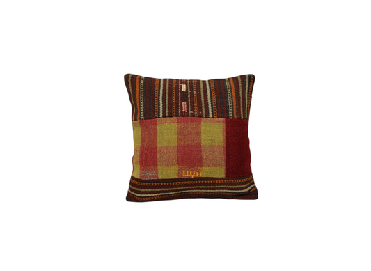 Yeni El Dokuma Patchwork Kırkyama Dekoratif Kilim Kırlent Yastık Kılıfı 6489