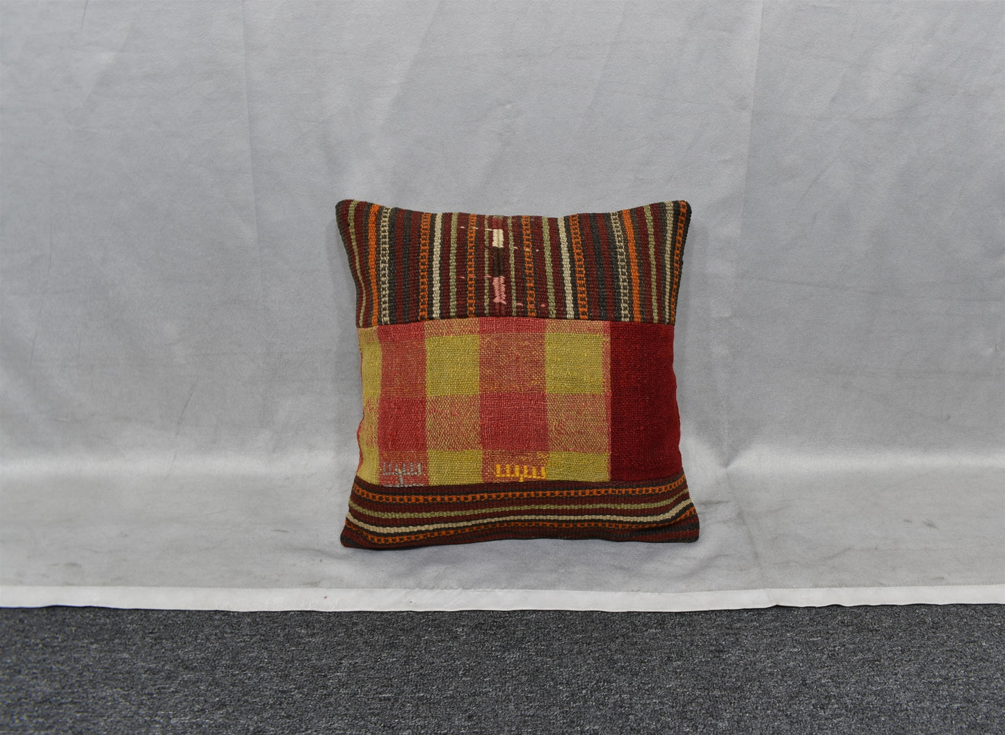 Yeni El Dokuma Patchwork Kırkyama Dekoratif Kilim Kırlent Yastık Kılıfı 6489