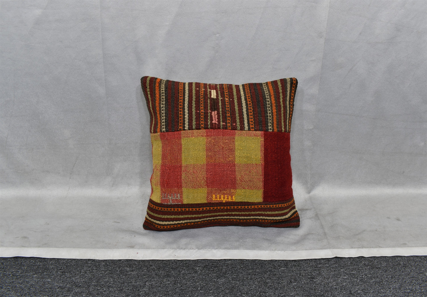 Yeni El Dokuma Patchwork Kırkyama Dekoratif Kilim Kırlent Yastık Kılıfı 6489