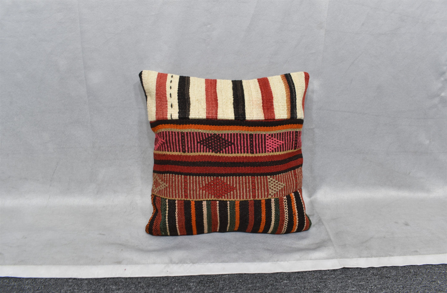 Yeni El Dokuma Patchwork Kırkyama Dekoratif Kilim Kırlent Yastık Kılıfı 6519