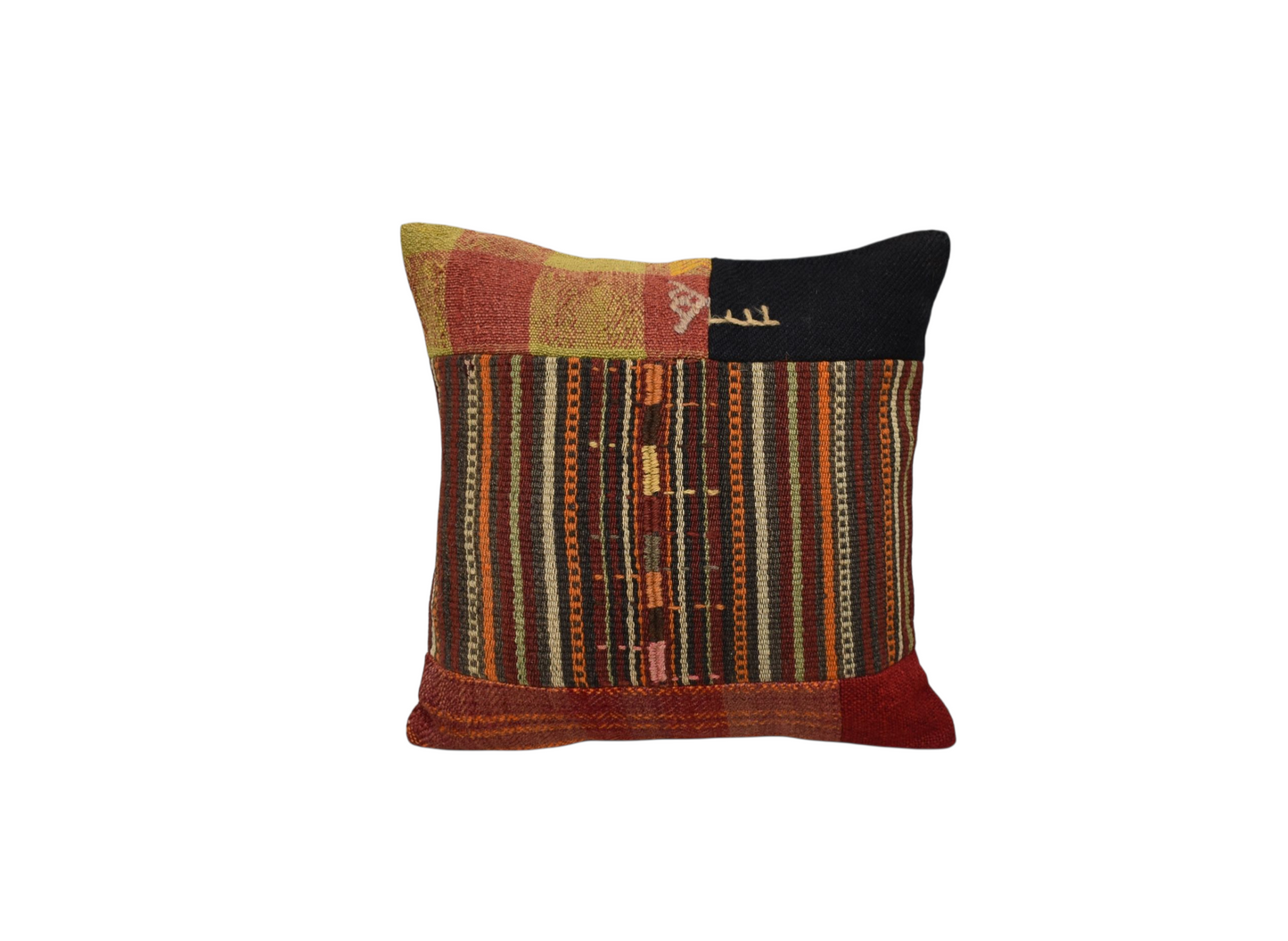 Yeni El Dokuma Patchwork Kırkyama Dekoratif Kilim Kırlent Yastık Kılıfı 6529