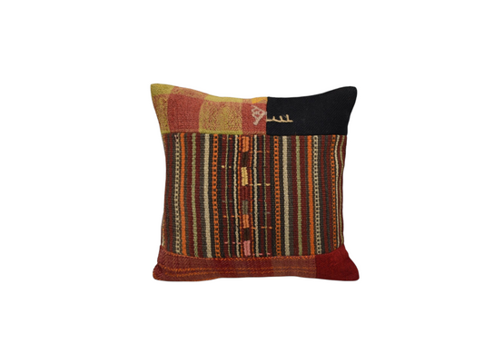 Yeni El Dokuma Patchwork Kırkyama Dekoratif Kilim Kırlent Yastık Kılıfı 6529