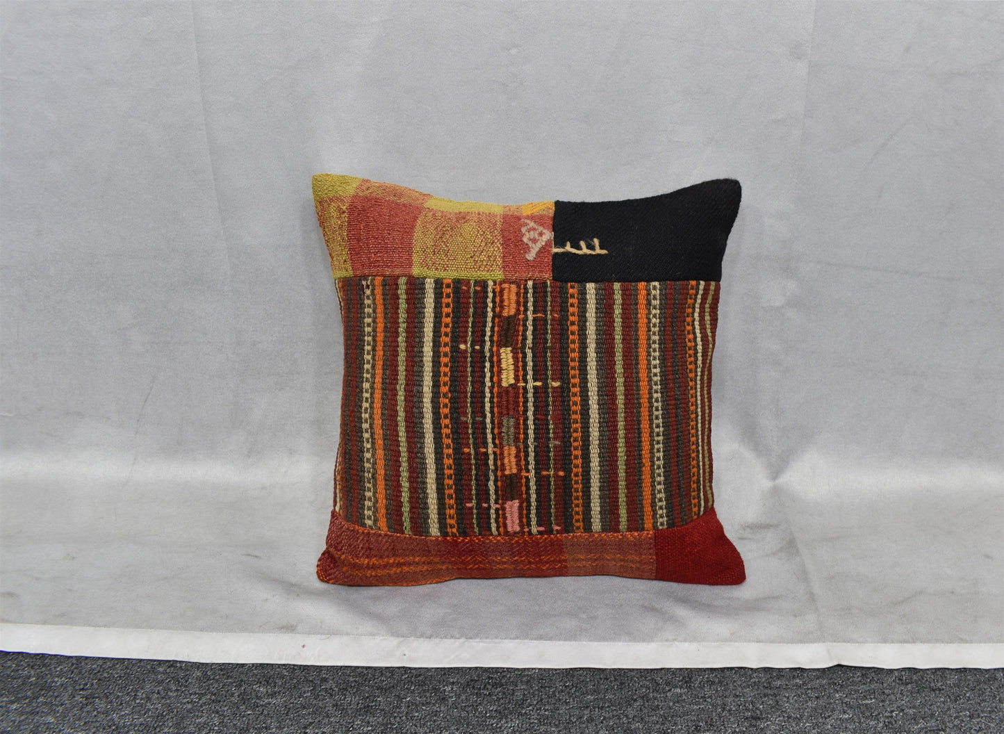 Yeni El Dokuma Patchwork Kırkyama Dekoratif Kilim Kırlent Yastık Kılıfı 6529
