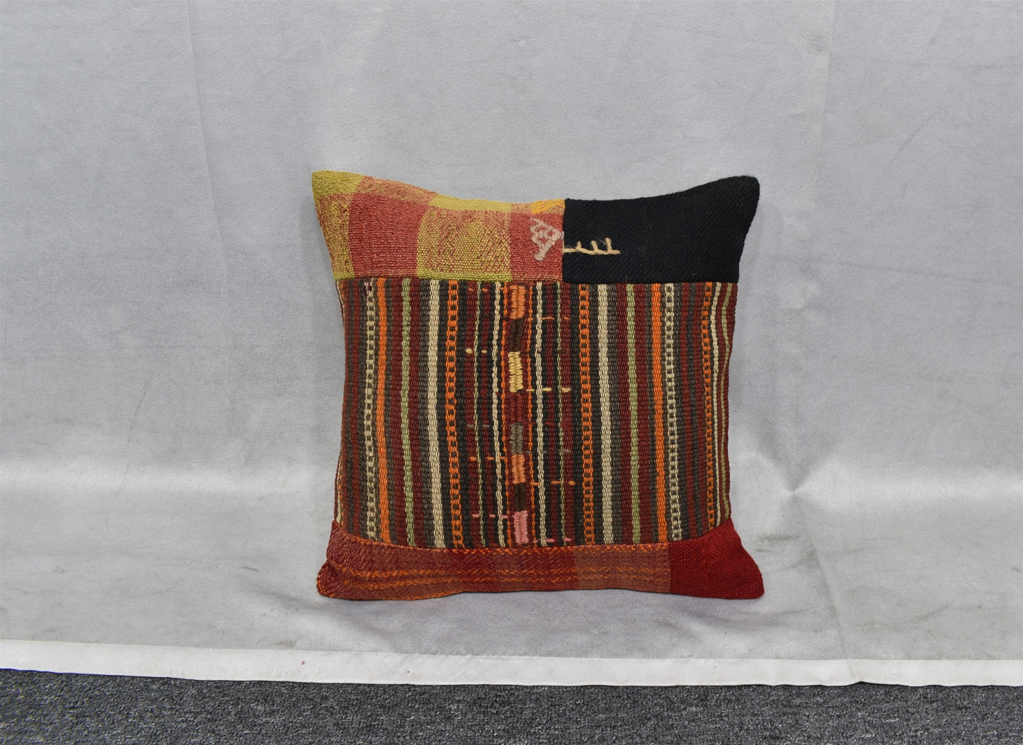 Yeni El Dokuma Patchwork Kırkyama Dekoratif Kilim Kırlent Yastık Kılıfı 6529