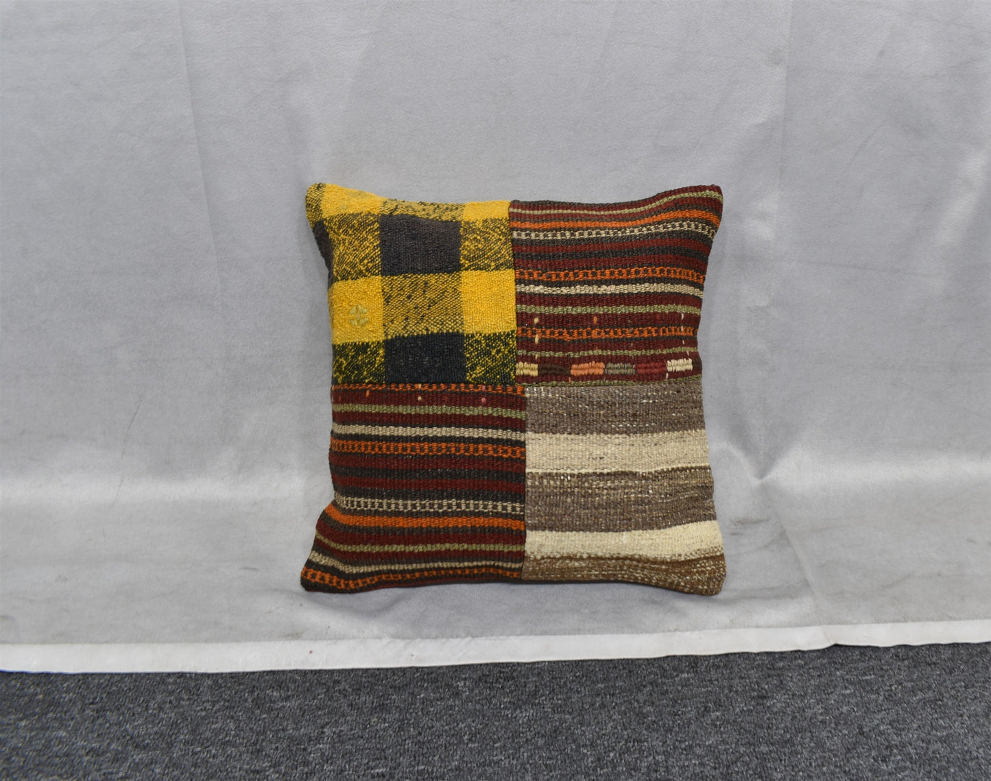 Yeni El Dokuma Patchwork Kırkyama Dekoratif Kilim Kırlent Yastık Kılıfı 6541