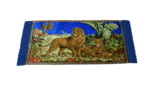 Yeni Benzersiz Doğa Tasvirli Ormanlar Kralı Aslanlı Duvar Halısı 6714