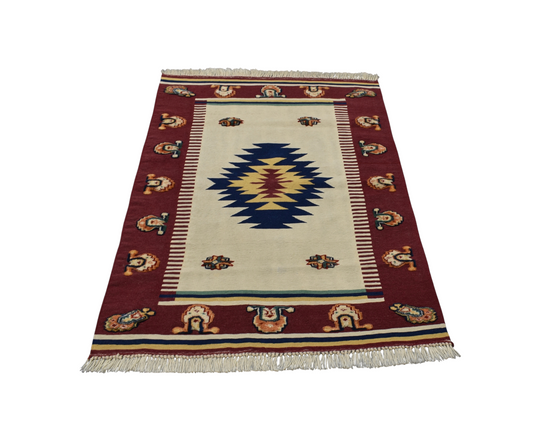 Yeni El Dokuma Emsalsiz Tasarım Yün Halı Kilim 6717