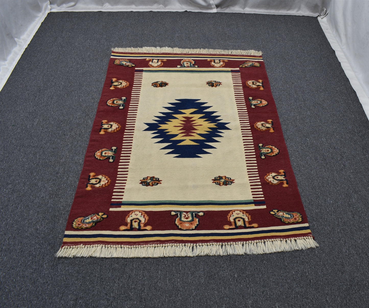 Yeni El Dokuma Emsalsiz Tasarım Yün Halı Kilim 6717