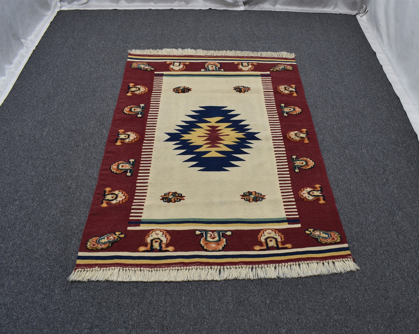 Yeni El Dokuma Emsalsiz Tasarım Yün Halı Kilim 6717