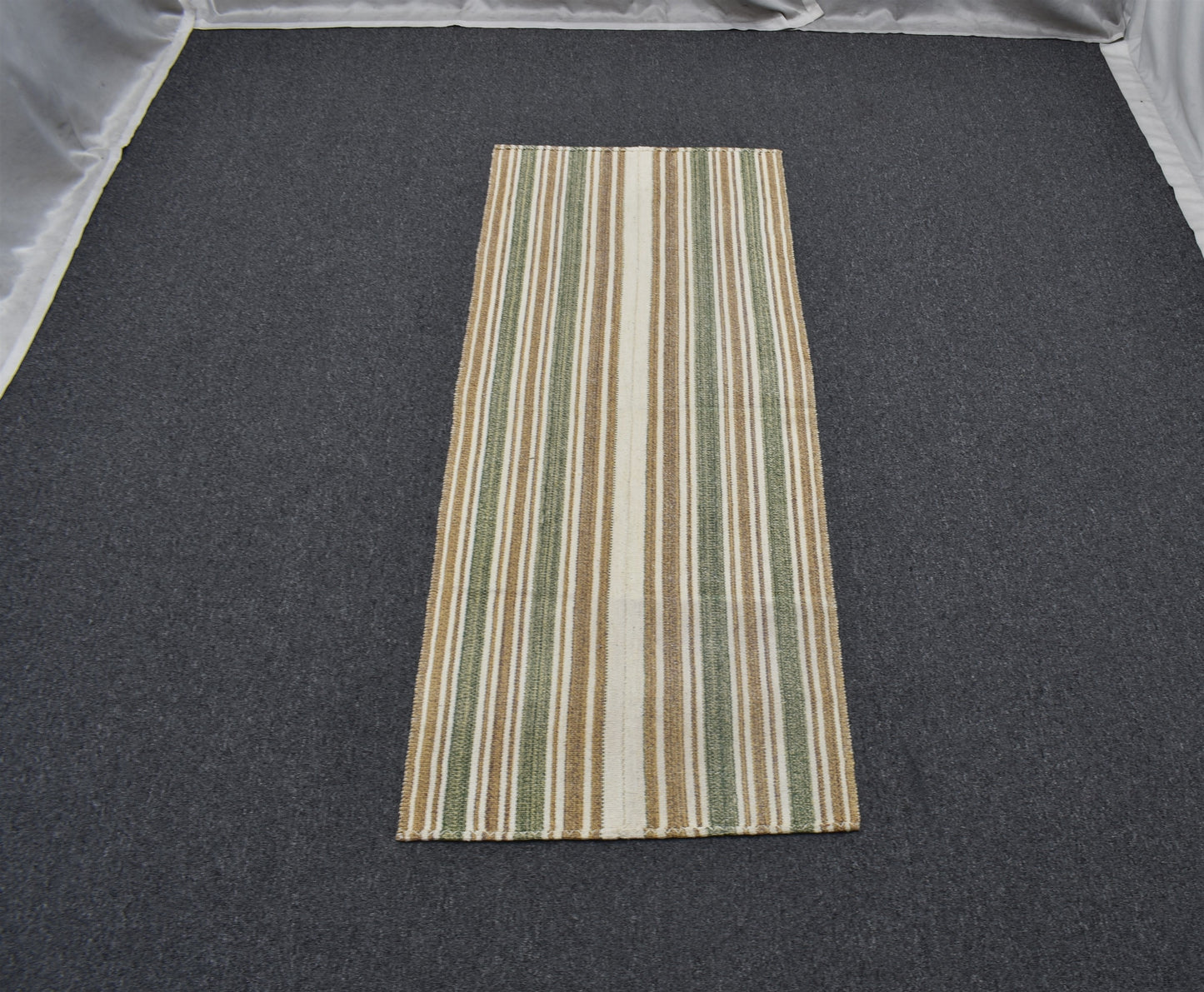 Yeni El Dokuma Nadir Ak Pamuklu Yörük Yün Yolluk Kilim 6718