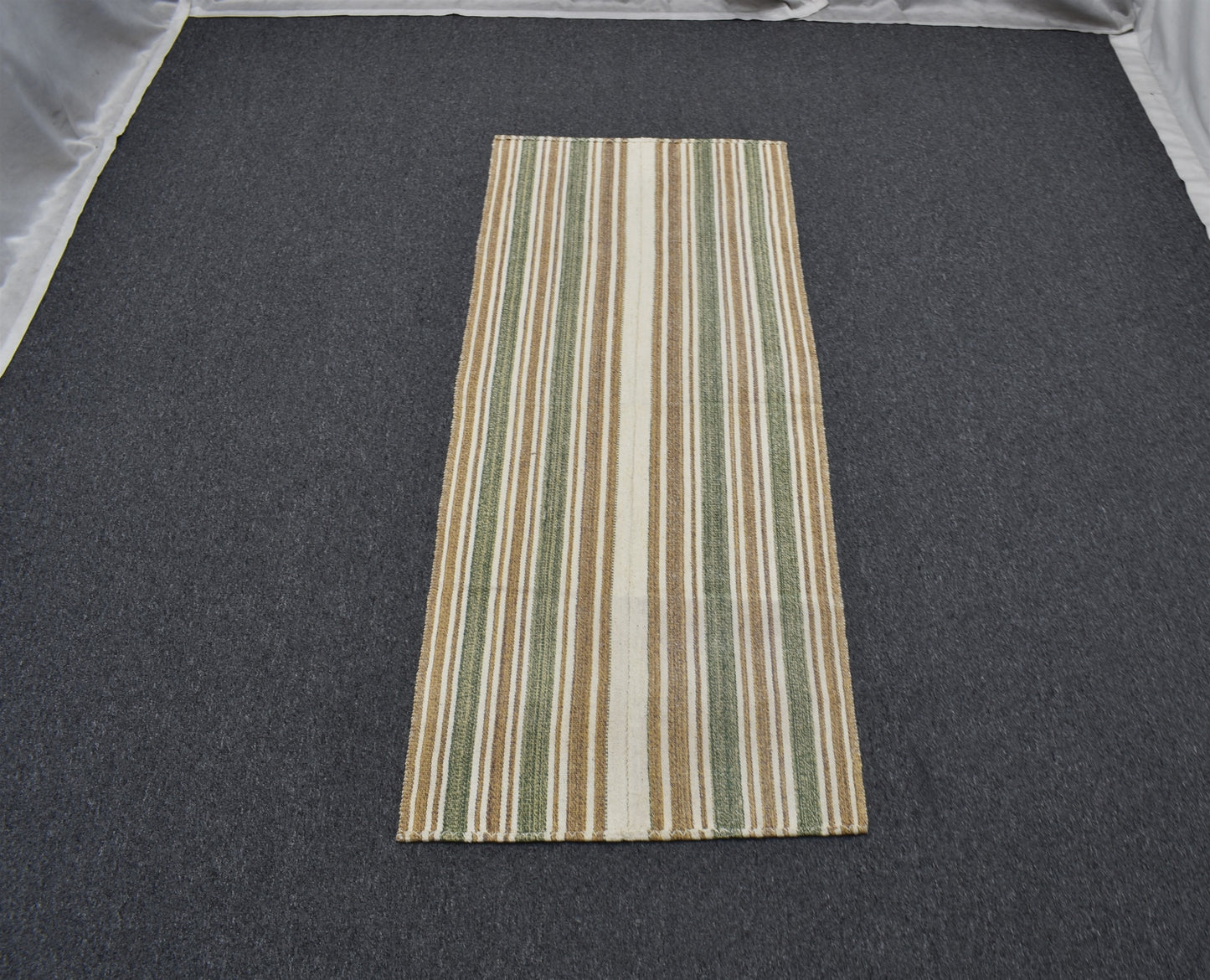 Yeni El Dokuma Nadir Ak Pamuklu Yörük Yün Yolluk Kilim 6718