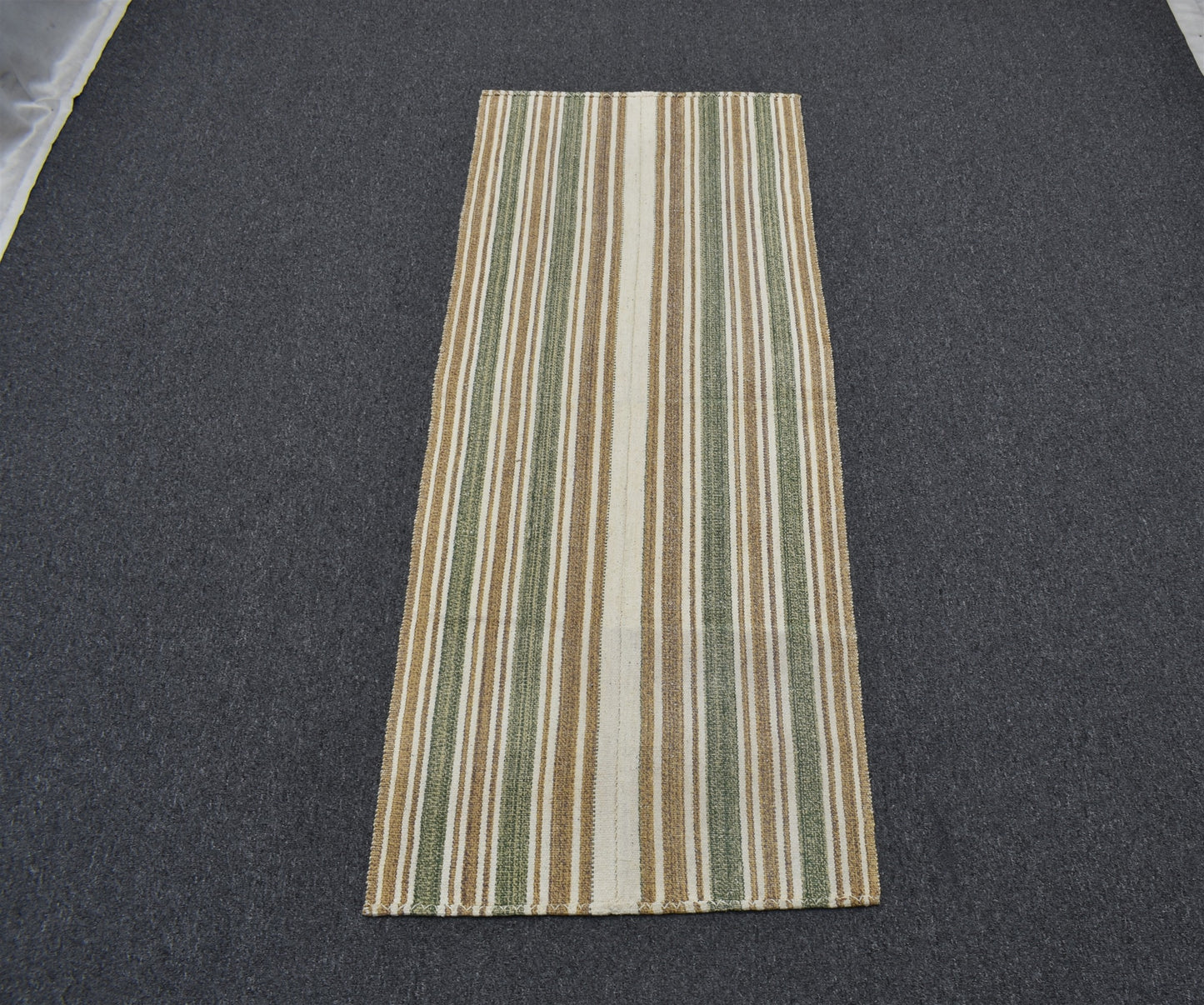 Yeni El Dokuma Nadir Ak Pamuklu Yörük Yün Yolluk Kilim 6718