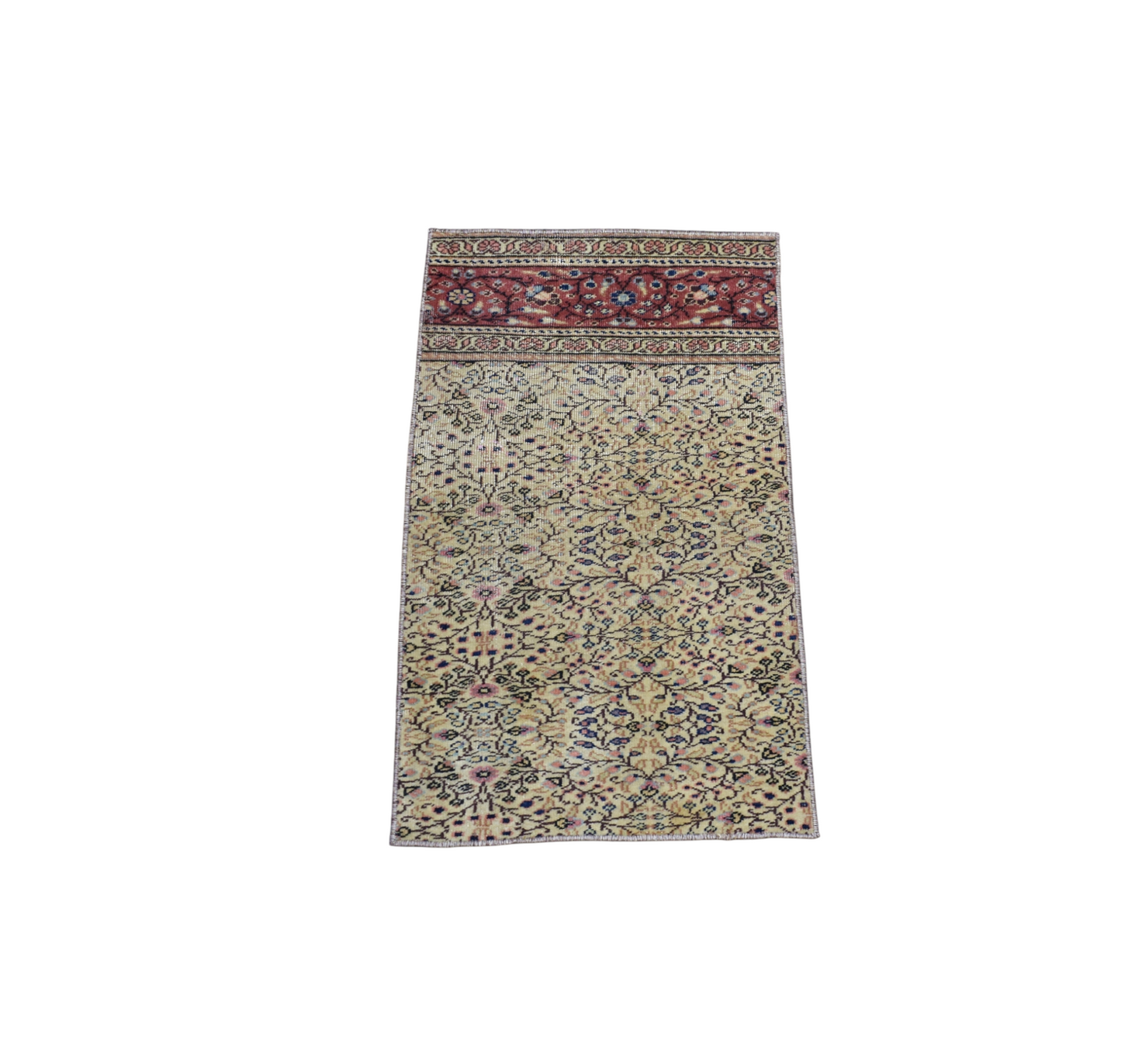 Vintage El Dokuma Çiçekli Bünyan Kayseri Yün Halısı 6721